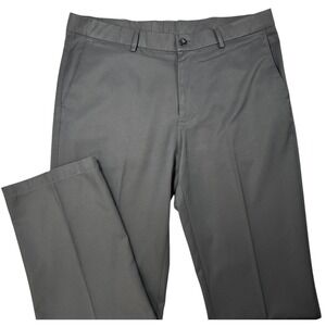 HAGGAR Men's Size 36x32 Solid Black Straight Fit Flat Front Dress Pants